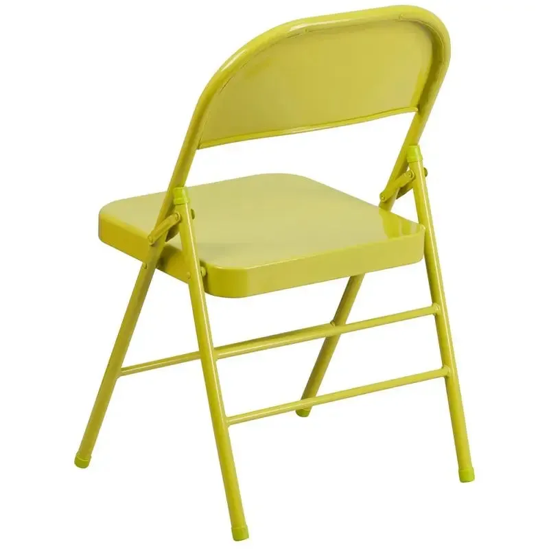 Rivera Metal Folding Chair, Citron, Triple Braced Frame