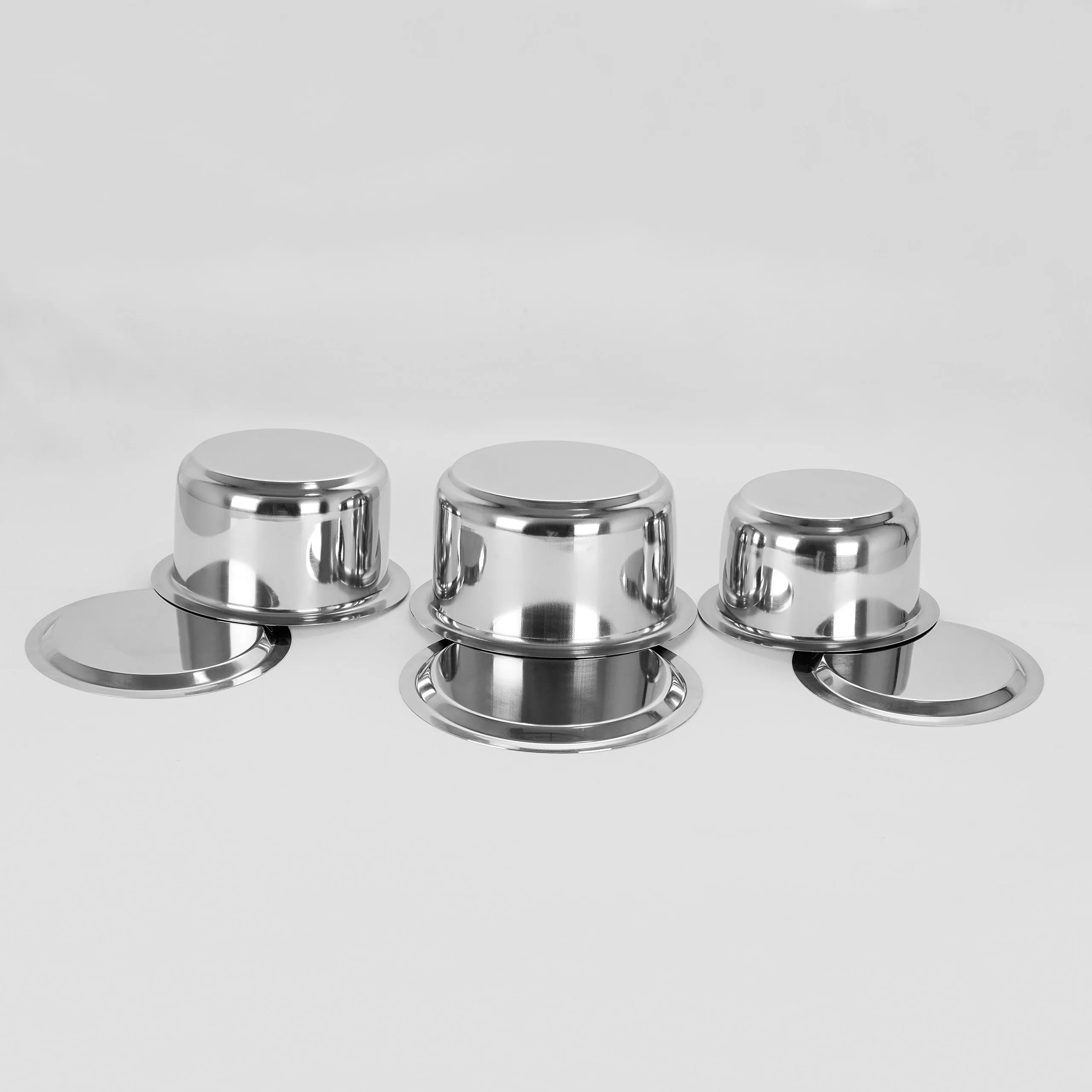 Sumeet Stainless Steel Tope Set with Lid; 1L ; 1.4L; 1.8L; Set of 3 Pieces, Silver