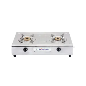 Surya Flame Ultimate PNG Gas Stove 2 Burners Stainless Steel Body Manual Direct use for Pipeline Gas - 2 Years Complete Doorstep Warranty