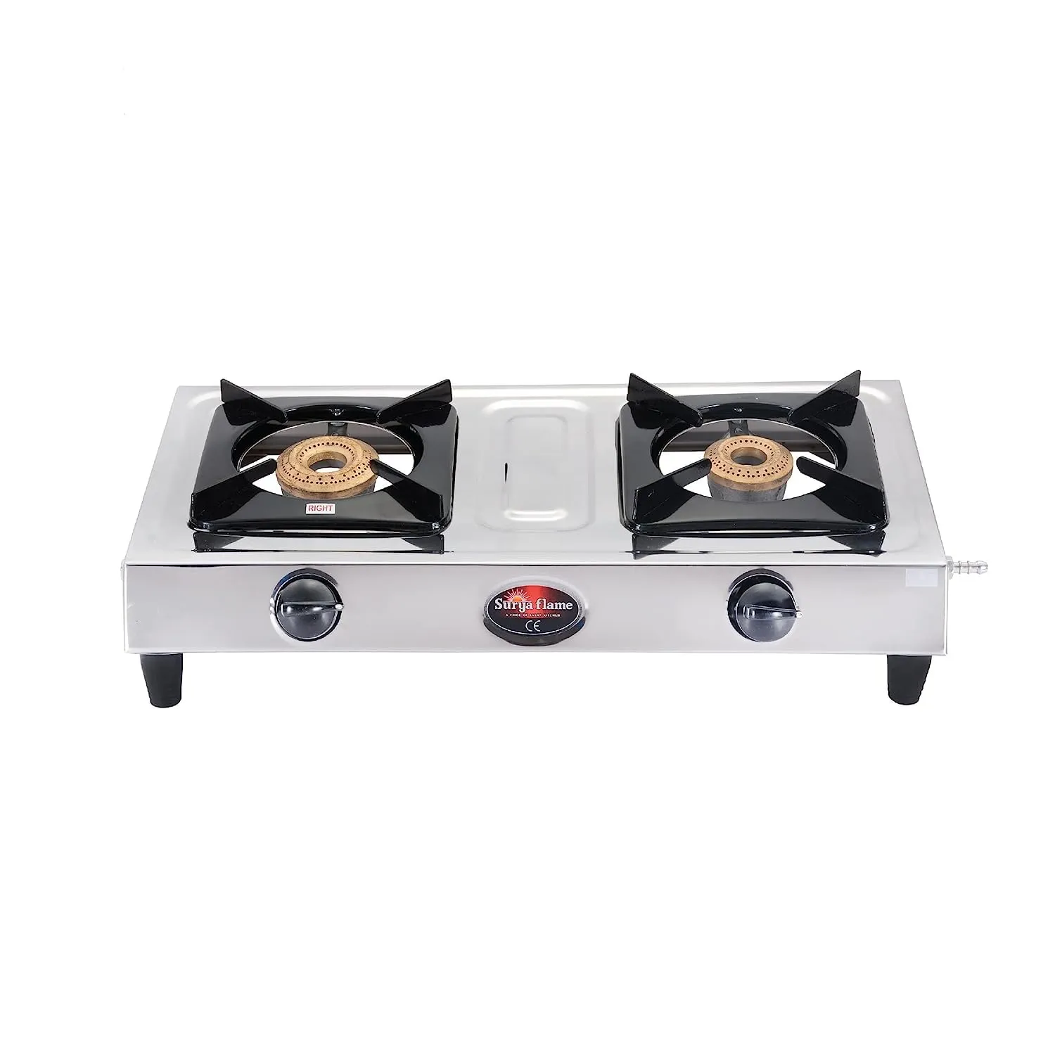 Surya Flame Vista Gas Stove 2 Burners | Stainless Steel Body | Manual LPG Stove With 69% Thermal Efficiency | Anti Skid Rubber Legs - 2 Years Complete Doorstep Warranty (2)