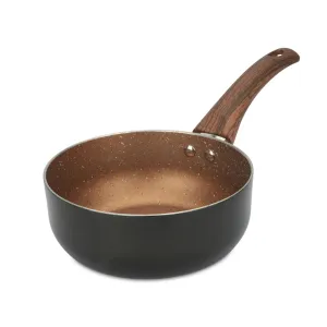 The Better Home Non Stick Aluminium Sauce Pan 1 Litre Gas Cookware Small Liters Milk Tea Boiling Pan | Long Bakelite Handle Easy Grip Handle 2Mm Thickness 3 Layer Non Stick Coating Lightweight Golden