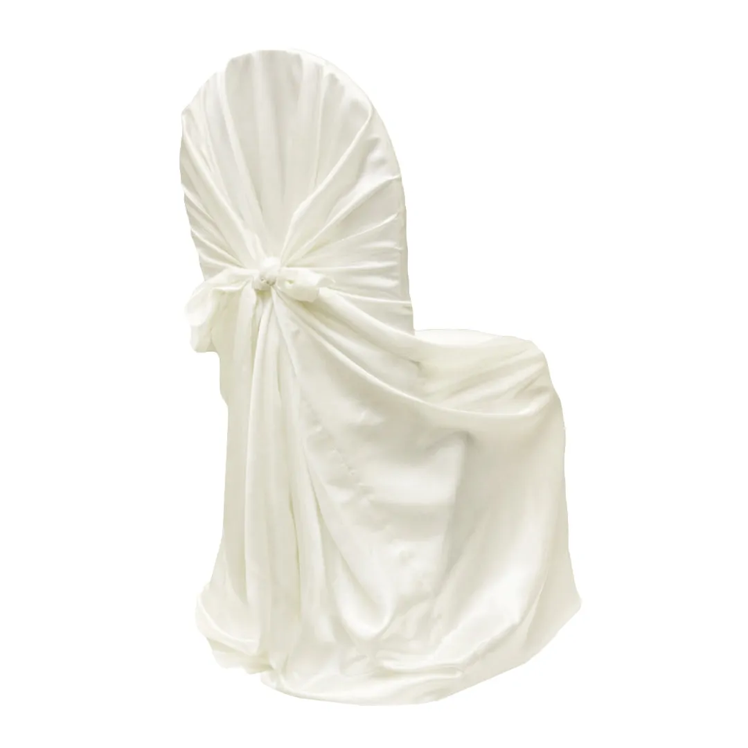 Universal Satin Self Tie Chair Cover - Ivory