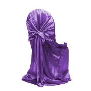 Universal Satin Self Tie Chair Cover - Purple