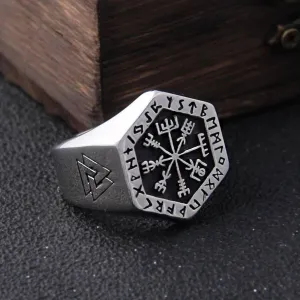 Vegvisir Runed Compass Ring - Stainless Steel