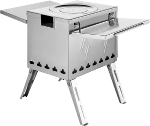 Vevor Tent Wood Stove 113" Stainless Steel Wood-Burning Stove with 1500 Cu. In. Firebox and Folding Pipe New