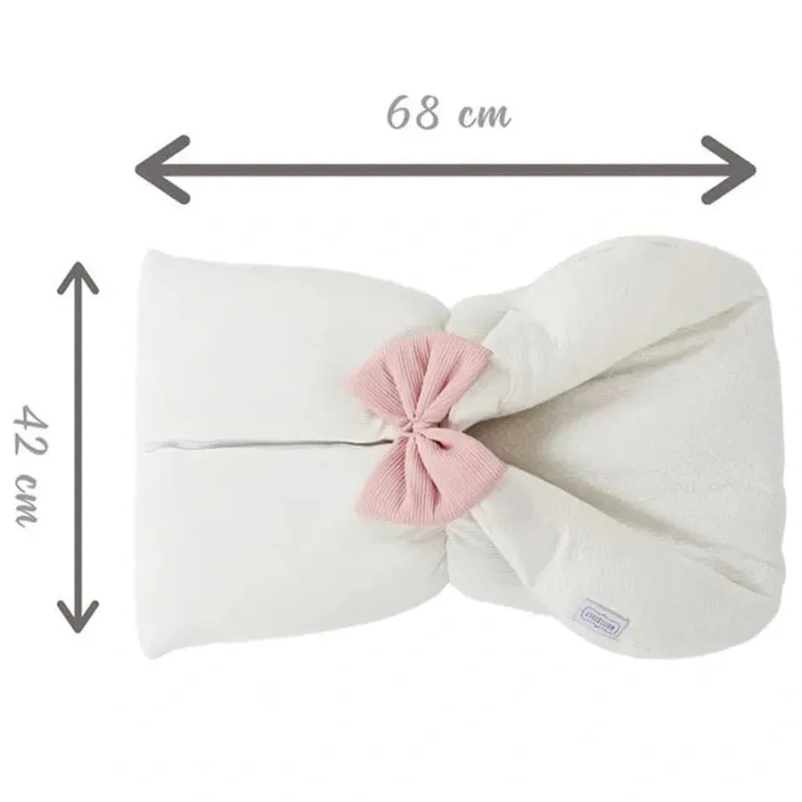 White & Grey Sleeping Bag - White W/Bow (Peach)