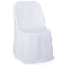 White Folding Polyester Chair Cover - Rent