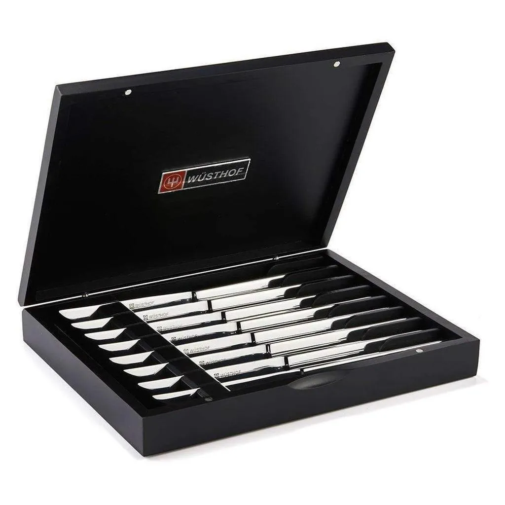 Wusthof 8-Piece Stainless Steak Knife Set in Wooden Chest